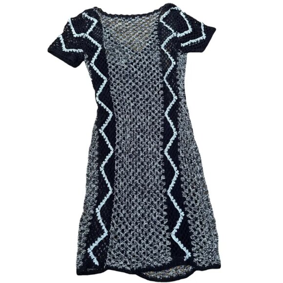 SANDRO Paris Multicolored Crocheted Mini Dress Size 1 - Picture 2 of 7